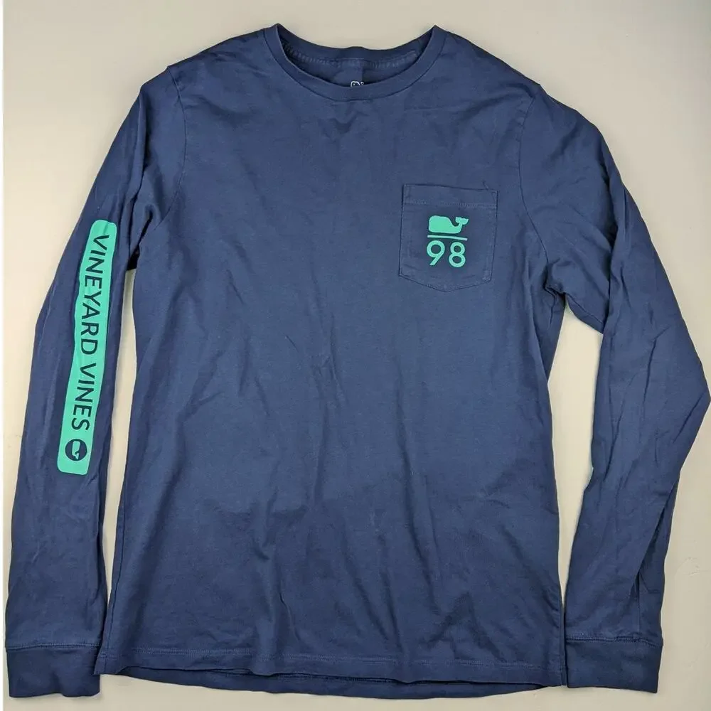Vineyard Vines Long Sleeve Blue/Green Shirt - Youth XL (18)